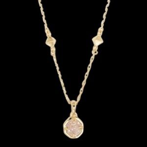 Kendra Scott Gold Chain Necklace with Pink Stone Pendant